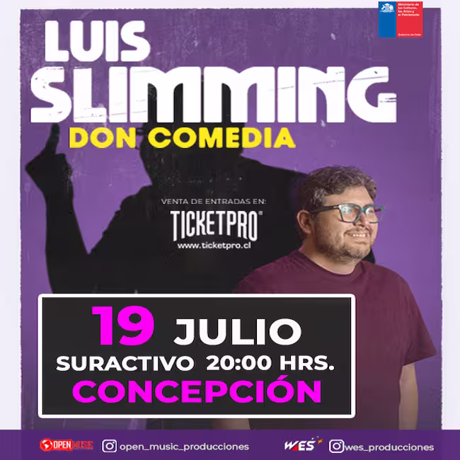 Ven a reir al show de Luis Slimming en Suractivo, Concepción el 19 de Julio a las 20:00hrs.